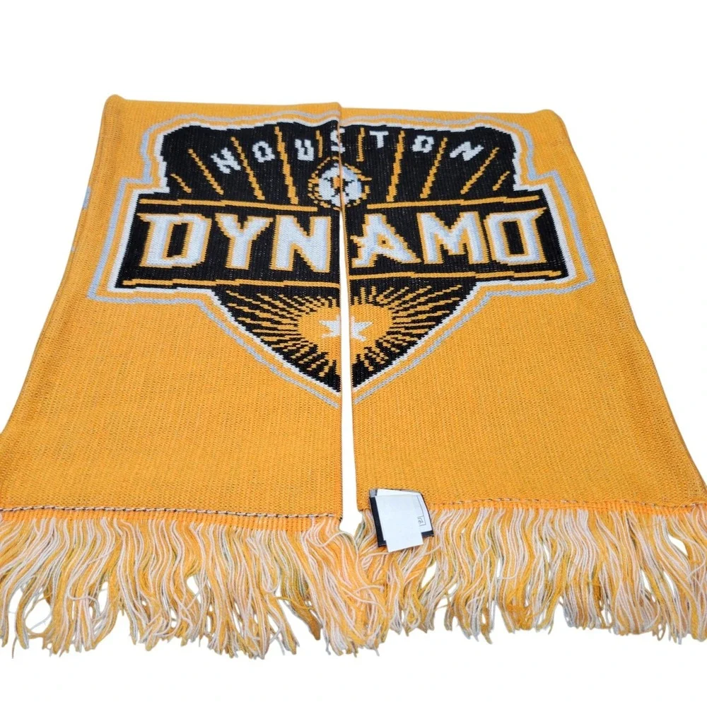 Houston Dynamo MLS Soccer Scarf Adidas Gold Gray Stripe Knit‎ Accessory HG10290